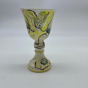 Elegant iris wine glass goblet | Floral hand-painted home décor | Functional art